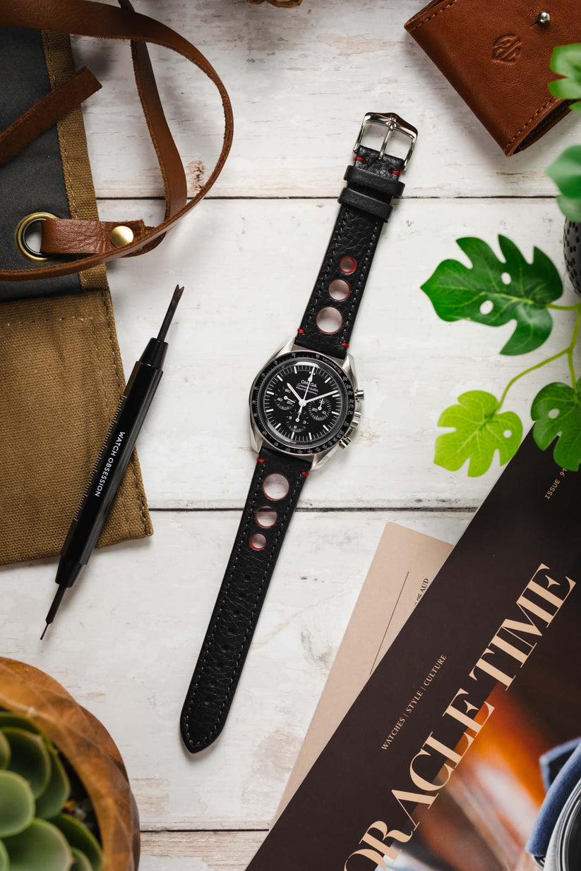 Red and Black Watch Strap | Rally | Hirsch Straps – HS by WatchObsession