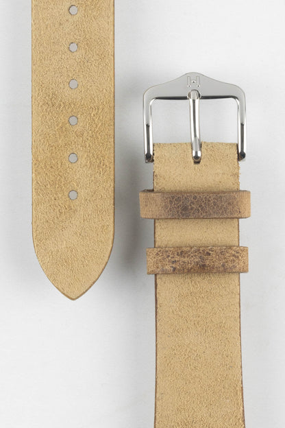 Hirsch SERRO Suede Watch Strap in Gold Brown