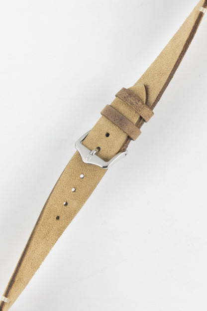 Hirsch SERRO Suede Watch Strap in Gold Brown