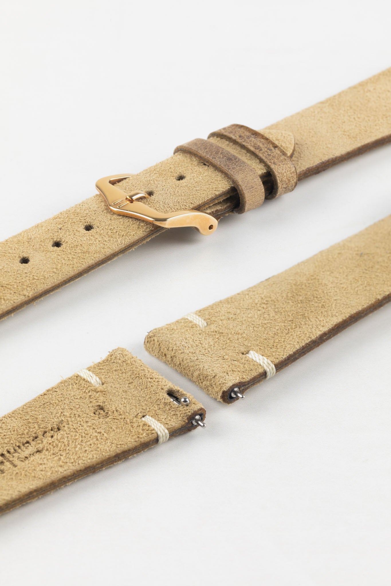 Hirsch SERRO Suede Watch Strap in Gold Brown