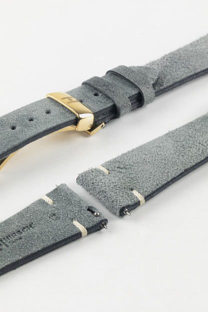 Hirsch SERRO Suede Watch Strap in Grey