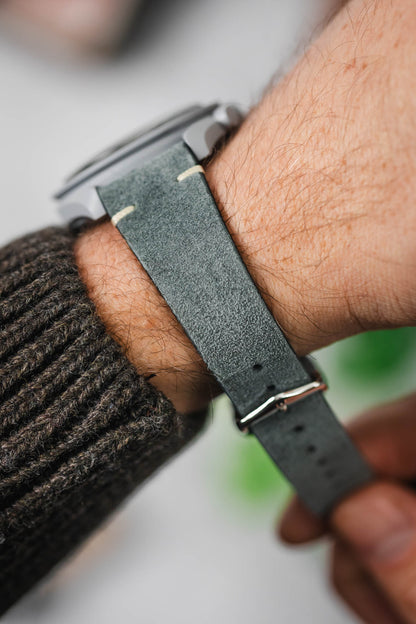 Hirsch SERRO Suede Watch Strap in Grey