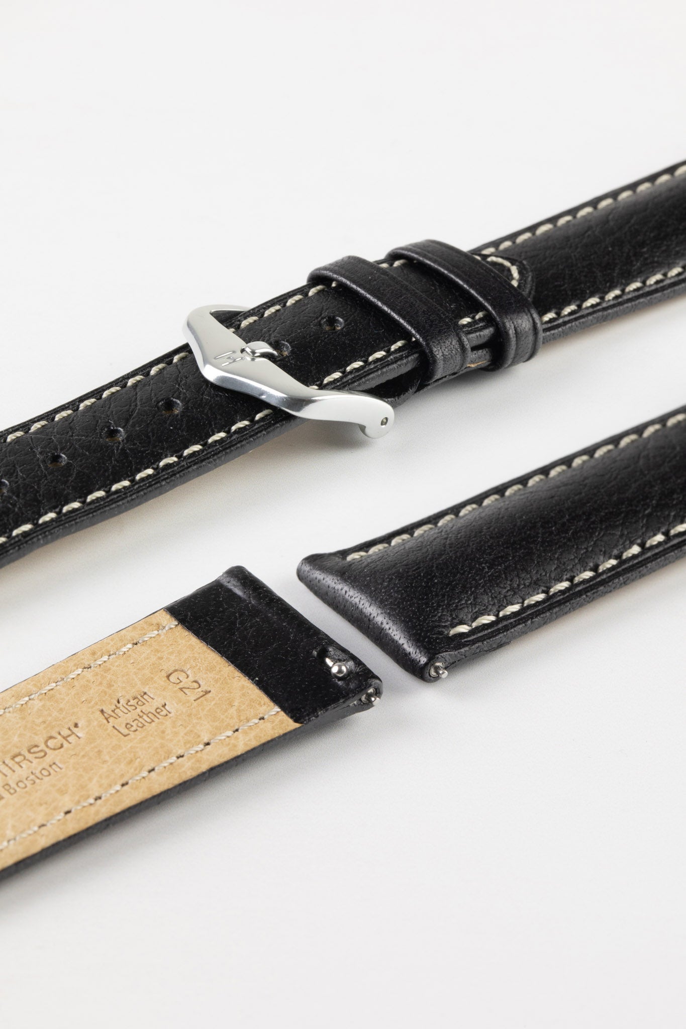 Two-Stitch Vintage Buffalo Leather Watch Strap