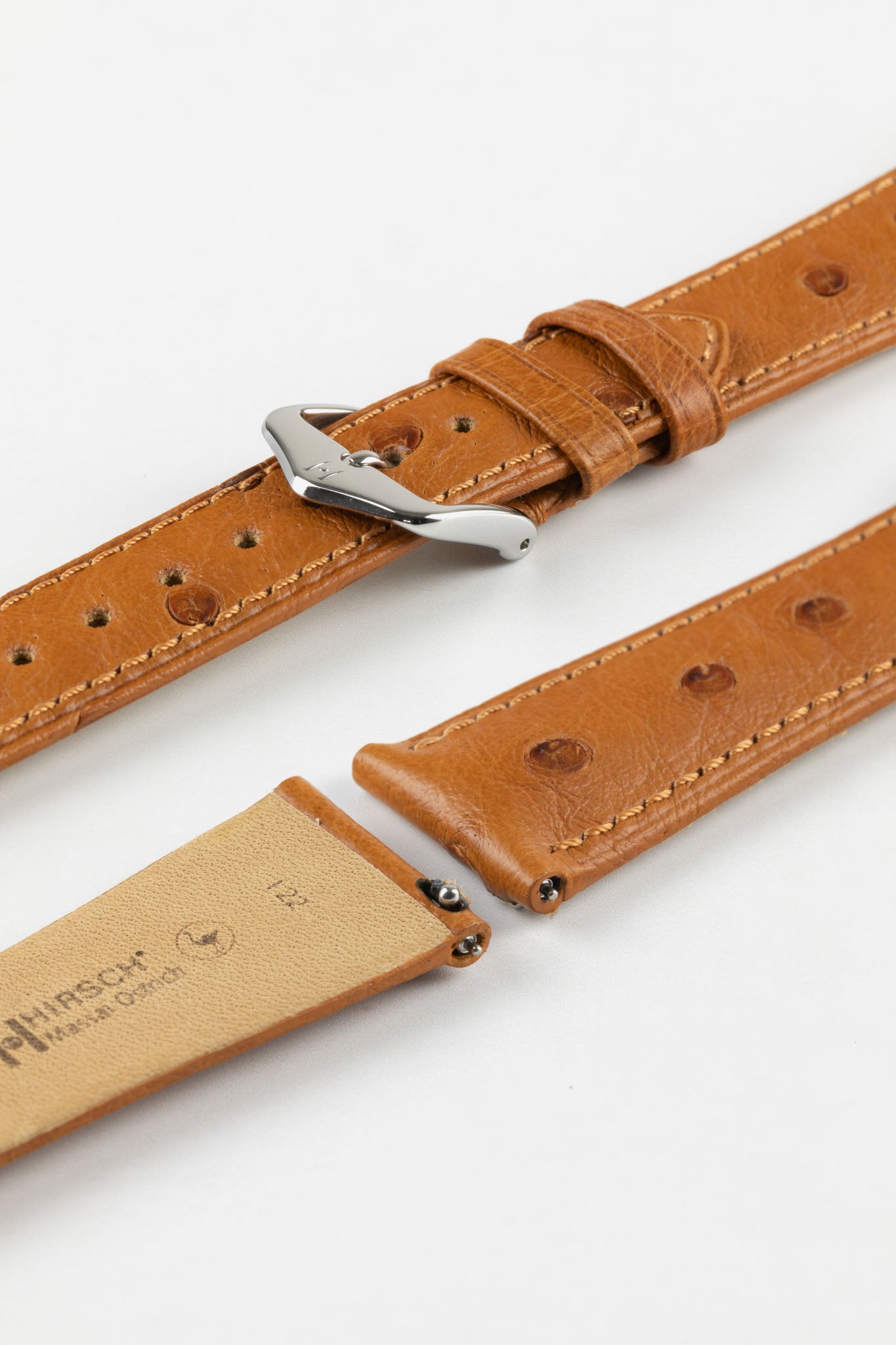 Handdn Orange Ostrich Leather Watch Strap