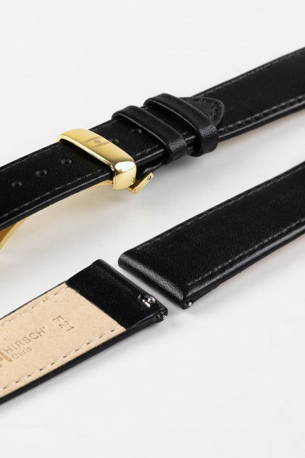 Quick-Release Leather Watch Strap | Black | Hirsch Straps – HS by ...